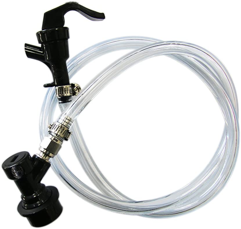 1/4" Ball Lock Beer Line Assembly, 3ft Liquid Line Picnic Tap Ball Lock Quick Disconnect Homebrew Faucet Food Grade Clear Tube Kit