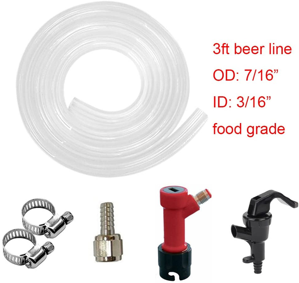 3/16 inch Pin Lock Beer Line Assembly, Picnic Tap with 5ft Beer Line for Home Brewing