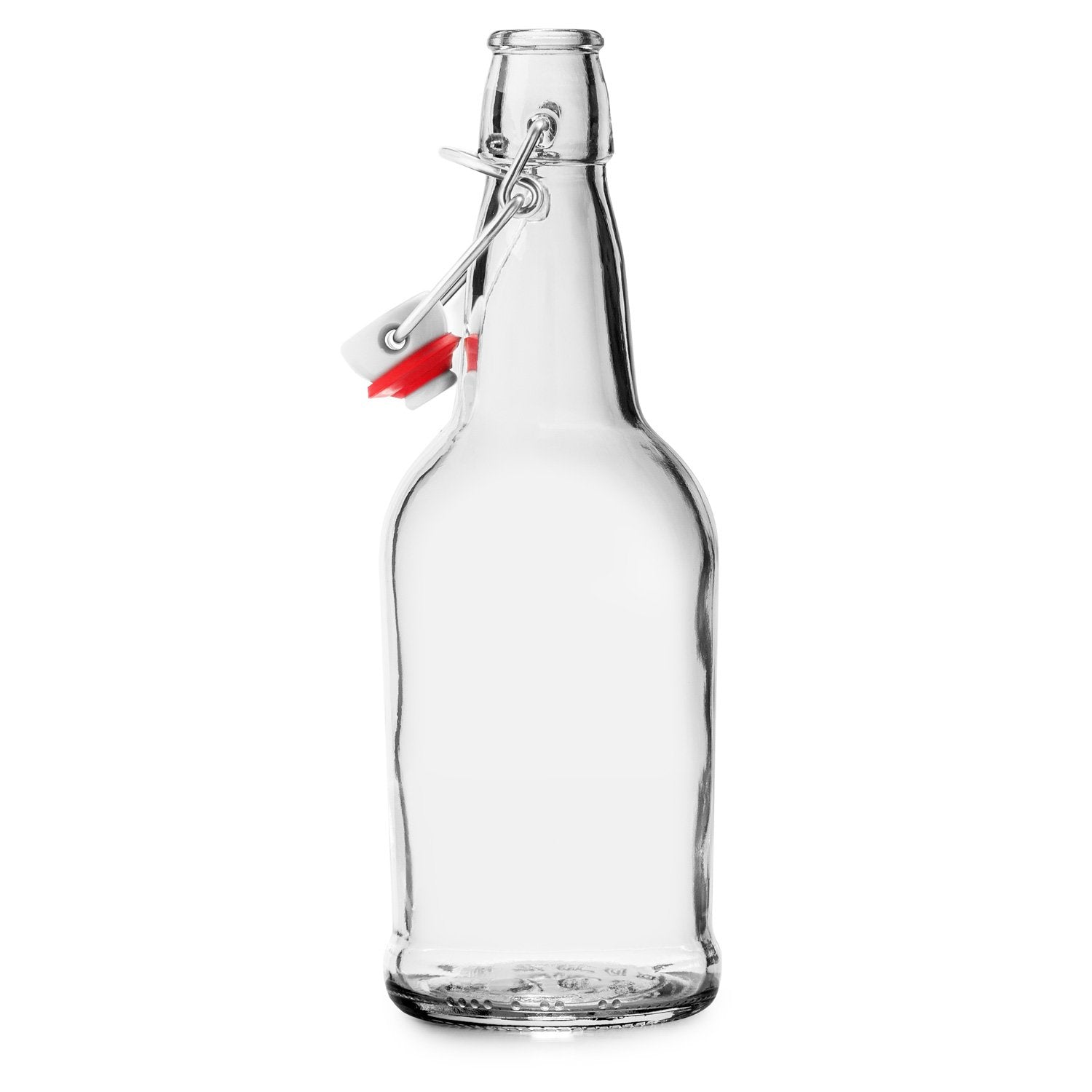 6 Pack 16 oz Glass Bottles with Swing Top Lids and Square Base, Includes  Brush and Funnel for Homemade Brewing 
