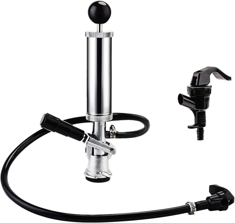 Heavy Duty Complete D-System Beer Keg Pump 4” US Sankey Beer Keg Party Pump Picnic Keg Tap Keg Hand Pump Draft Beer Kegerator Party Pump Durable Lever Handle Lock, 4-Inch Keg Pump