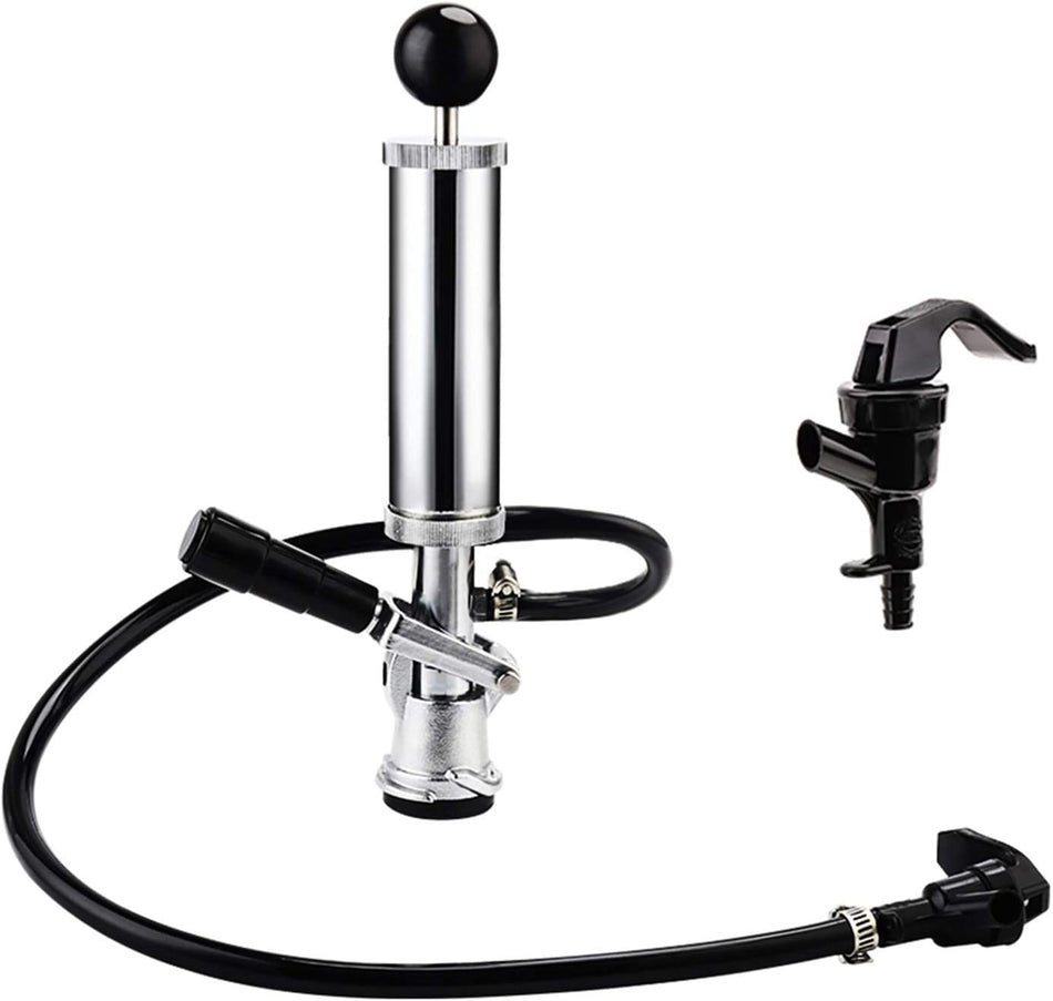Heavy Duty Complete D-System Beer Keg Pump 4” US Sankey Beer Keg Party Pump Picnic Keg Tap Keg Hand Pump Draft Beer Kegerator Party Pump Durable Lever Handle Lock, 4-Inch Keg Pump