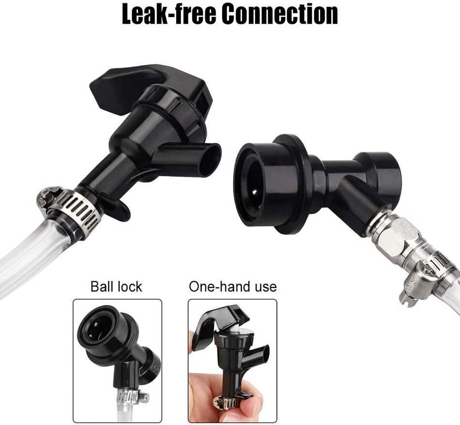 Premium 1/4" Ball Lock Beer Line Assembly, 3ft Liquid Line Picnic Tap w/ Quick Disconnect