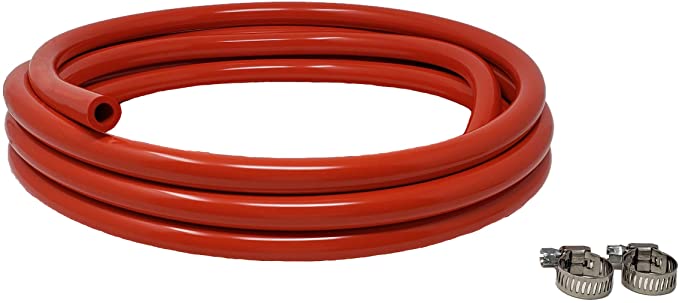 CO2 Gas Line Assembly 5/16-Inch ID, 9/16-Inch OD Food Grade Vinyl Tubing, 5 FT CO2 Gas Line with 2 Hose Clamps, for Homebrewing, Kegerator, Draft Systems, Beer Air Hose, 1/4" Wall Thickness