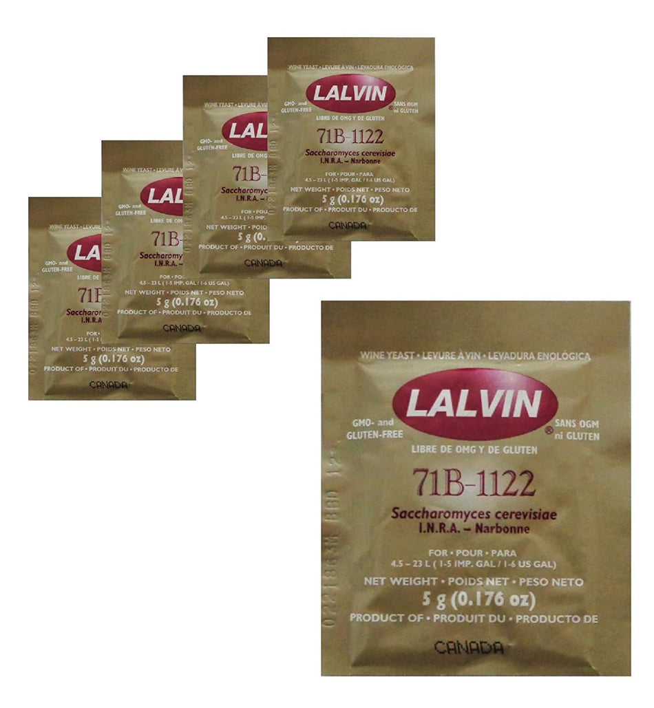 Lalvin 5 PACKS 71B-1122 Nouveau Style Wine Yeast 5g Homebrew Wine Making 4.5L-23L