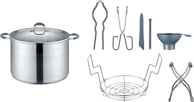20 Qt Stainless Steel Canning Pot Set - 8-Piece Induction Compatible Kit - Includes Rack & 7 Canning Tools