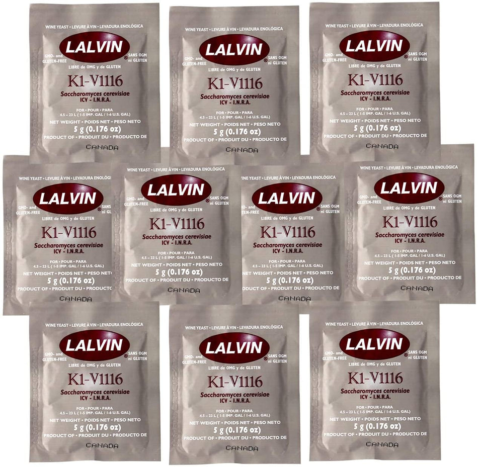 Lalvin 10 PACKS of K1V-1116 Dry Yeast