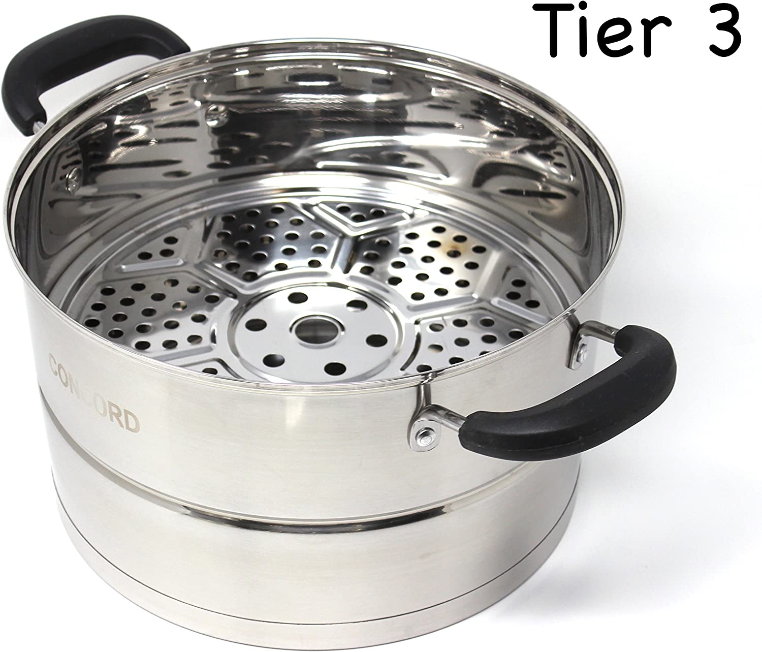 CONCORD 10 Stainless Steel 3 Tier Steamer Steaming Pot Cookware 24 CM  (Induction Compatible)
