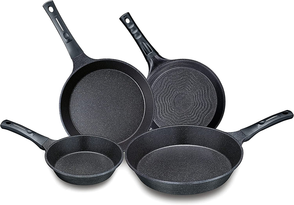 Concord 4 Pc Marble Coated Nonstick Cast Aluminum Fry Pan Skillet Set 4 Sizes - Induction Compatible