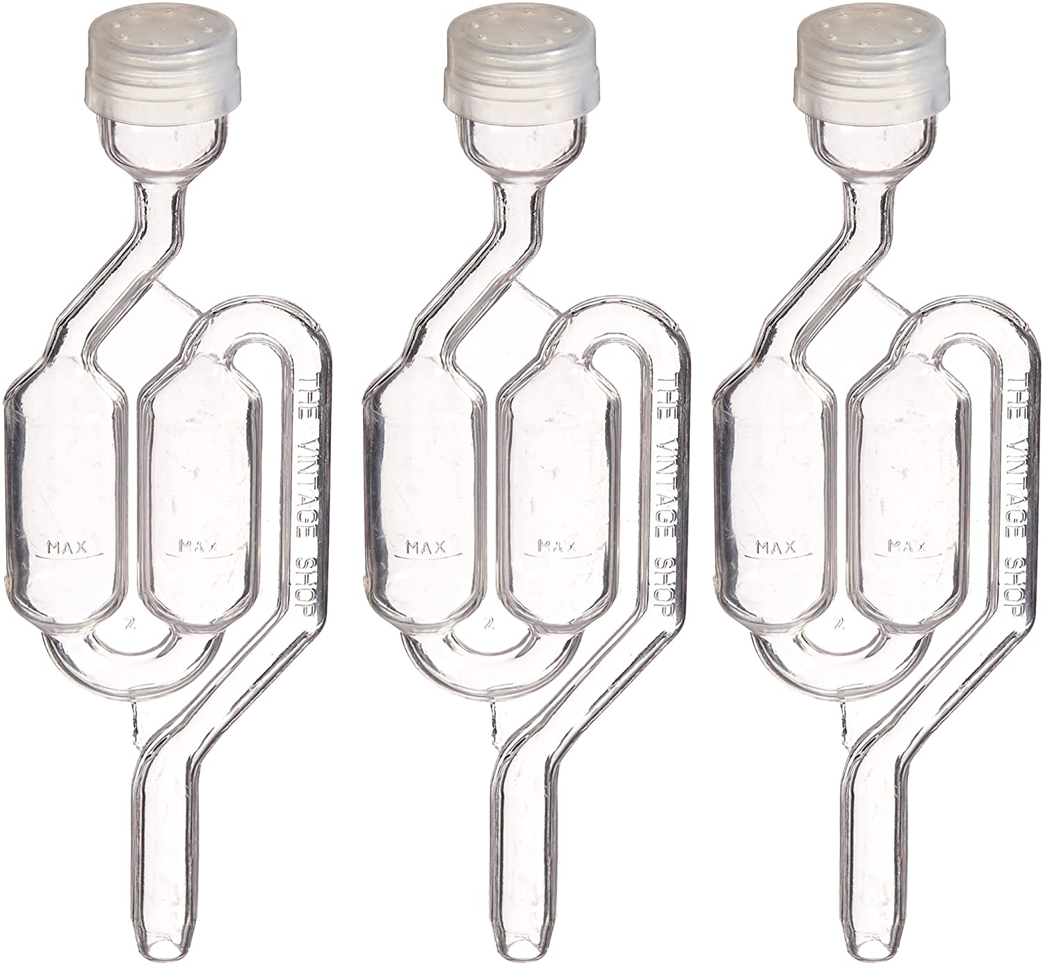 3 PACK Twin Bubble S-Shaped Airlock for Beer & Wine Fermentation