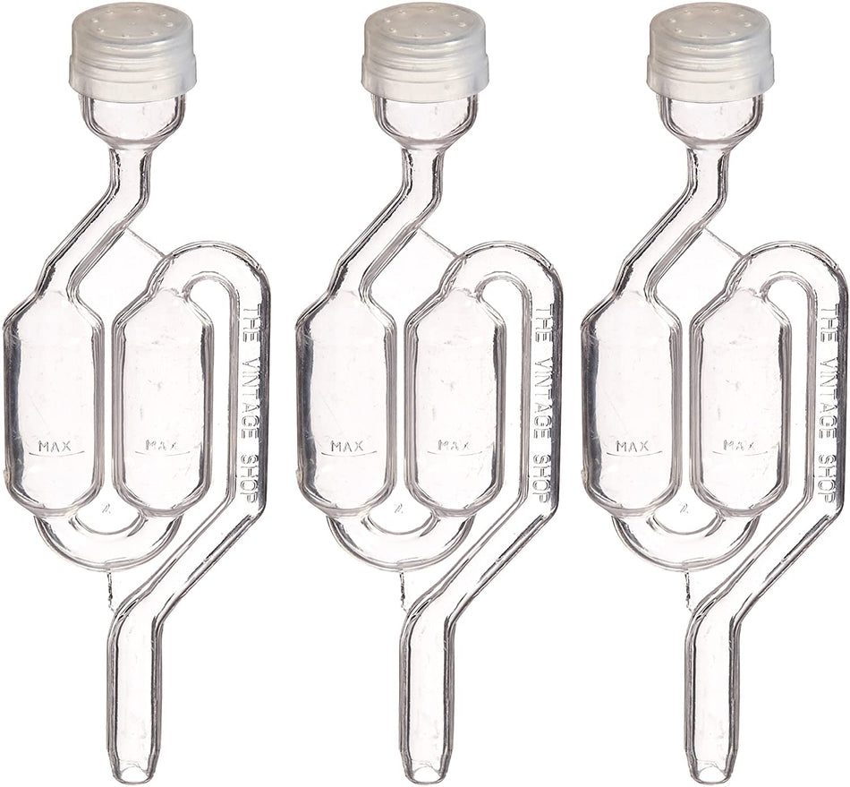3 PACK Twin Bubble S-Shaped Airlock for Beer & Wine Fermentation