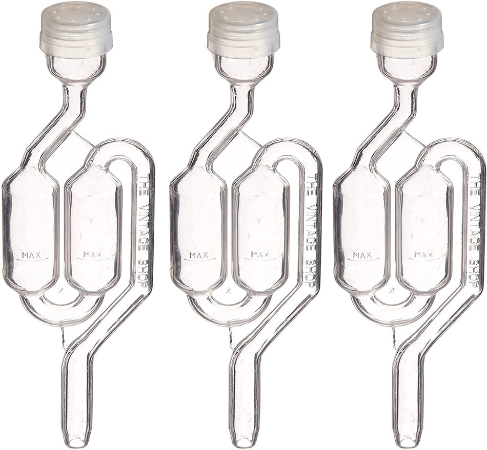 3 PACK Twin Bubble S-Shaped Airlock for Beer & Wine Fermentation etc.