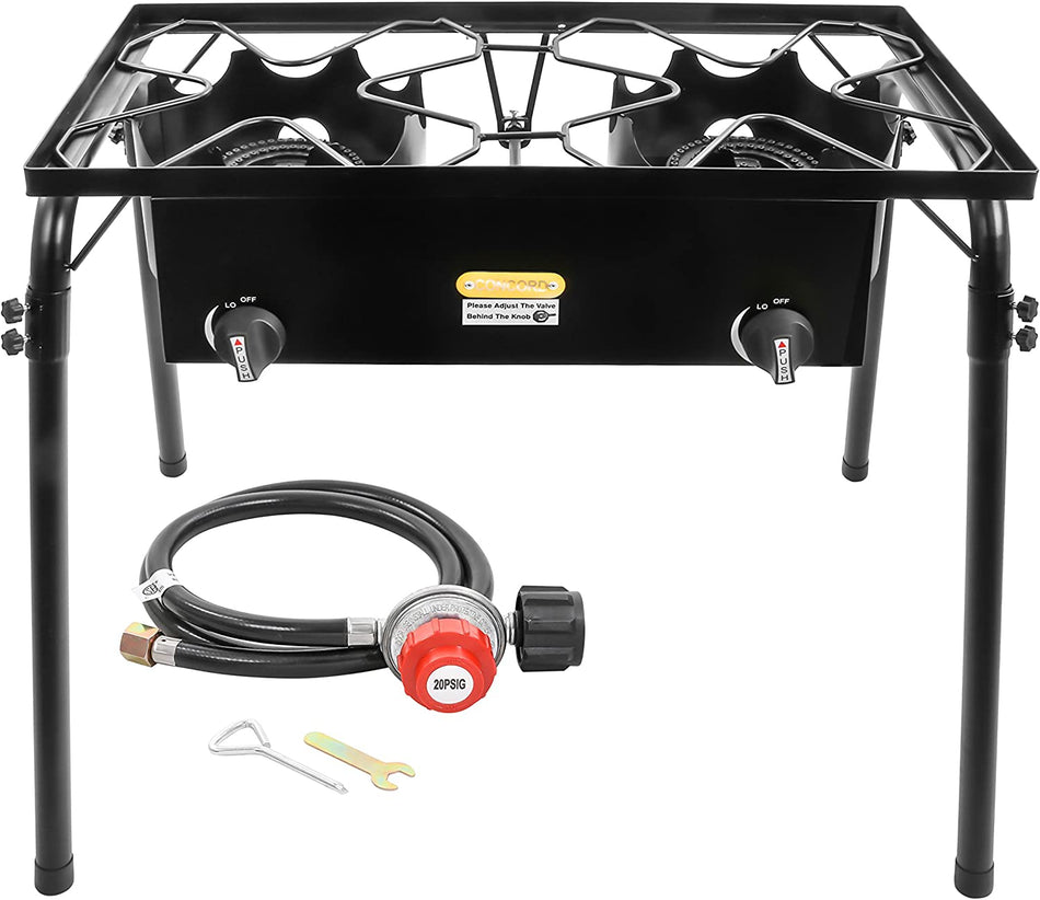 Concord Double Propane Burner, Outdoor 2 Burner Camping Stove for Cooking / Home Brewing / Making Sauce