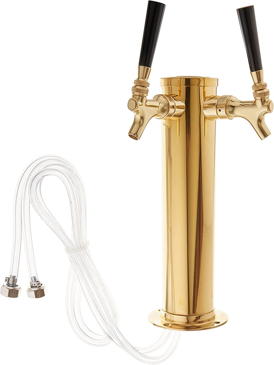 2 Tap 3" Diameter Tap Tower Polished Brass Faucets & Shanks