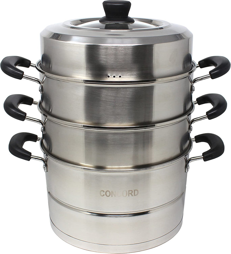 Concord 4-Tier Stainless Steel Steamer Set - Commercial Grade