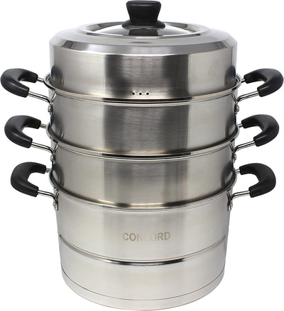 Concord 4-Tier Stainless Steel Steamer Set - Commercial Grade