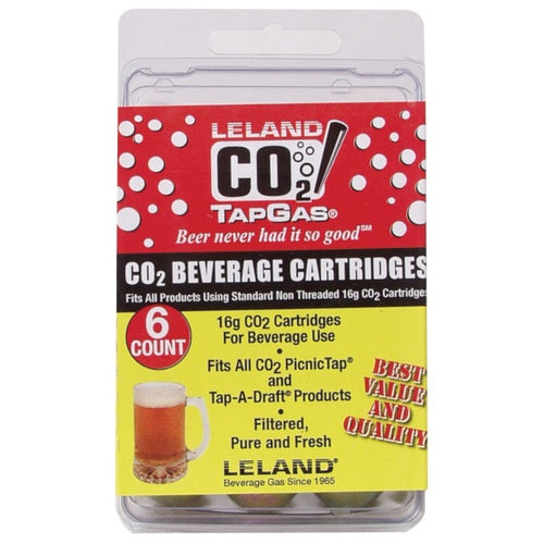 [6 PACK] 16g Mini Regulator CO2 Cartridge - Disposable by Leland TapGas