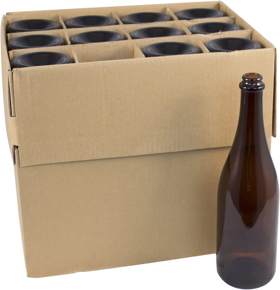 12 PACK 500 ml (16.9 oz) Amber Belgian Syle / Champagne Bottles, Thicker Glass