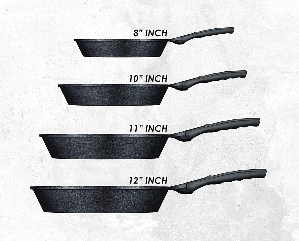 Concord 4 Pc Marble Coated Nonstick Cast Aluminum Fry Pan Skillet Set 4 Sizes - Induction Compatible