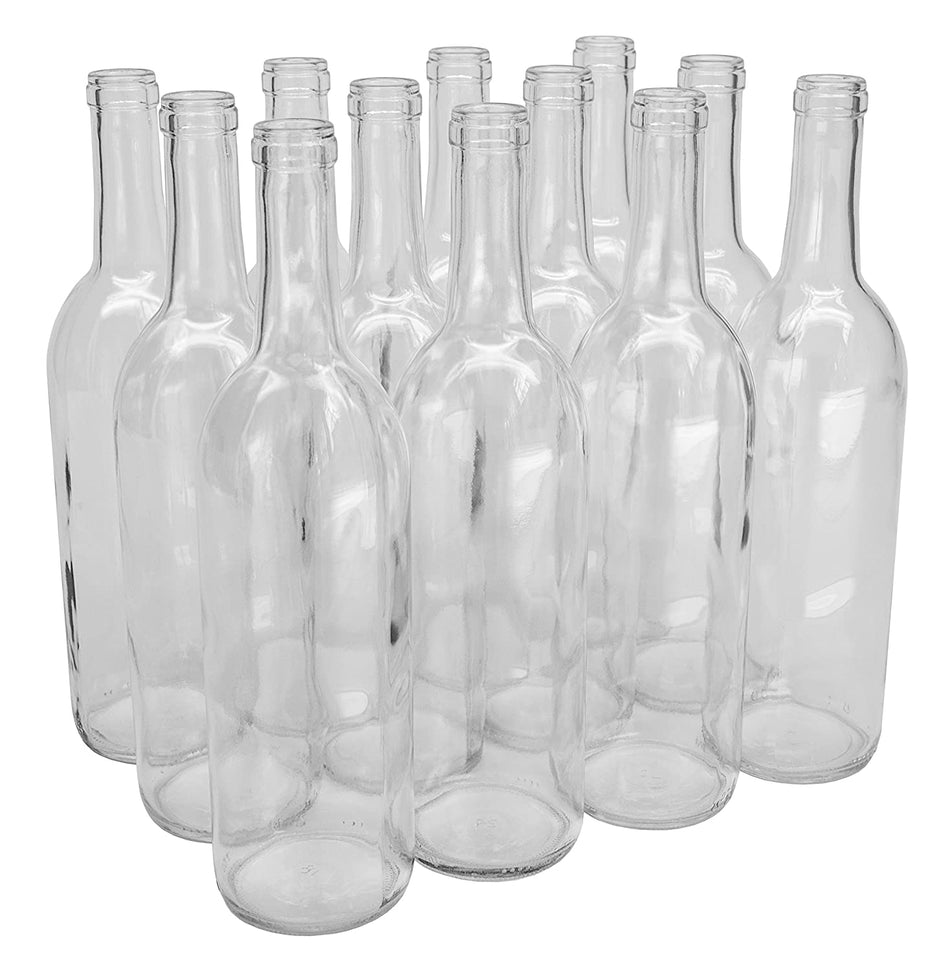 Case of 12 - 750 mL Clear Bordeaux Wine Bottles