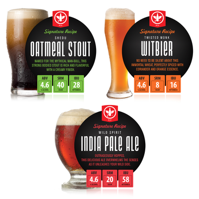 BrewDemon Signature Variety 3-Pack Recipe Kit - Stout, Wit, & IPA