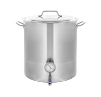 Stainless Steel Home Brew Kettle - Stainless Steel Pot w/ Ball Valve & Thermometer