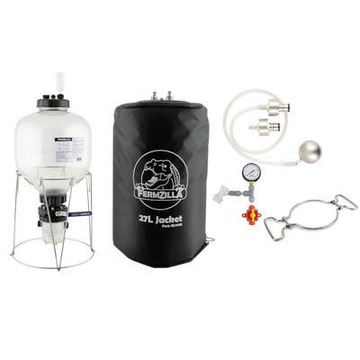 FermZilla with Essential Acessory Kit - Includes 7.1 GAL FermZilla Unitank, Pressure Kit, Handle Kit, Inuslation Jacket & Blowtie Spunding Valve Kit