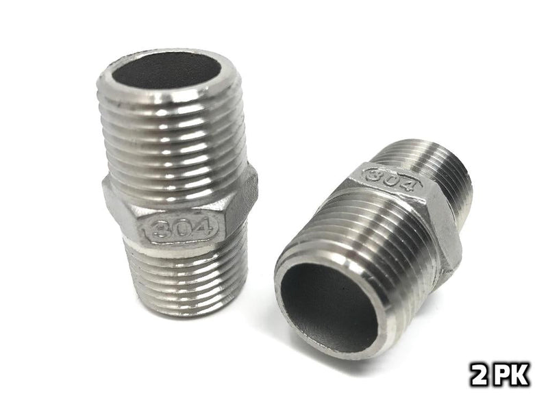 Concord 1/2" NPT to 1/2" NPT Hex Nipple (304 S/S) - 2 PK
