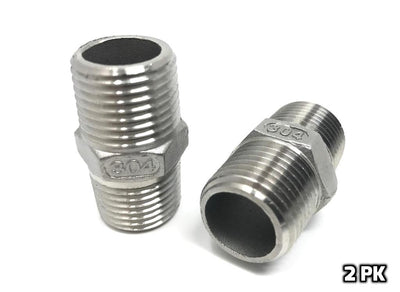 Concord 1/2" NPT to 1/2" NPT Hex Nipple (304 S/S) - 2 PK