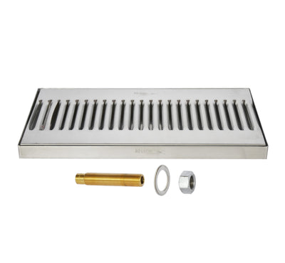 Stainless Steel Drip Tray with Drain - Removable Grill for Draft Beer Bar Service