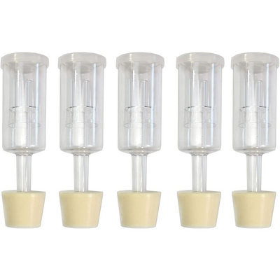 5-Pack Three-Piece Airlock and #6.5 Stopper - Fermentation Set