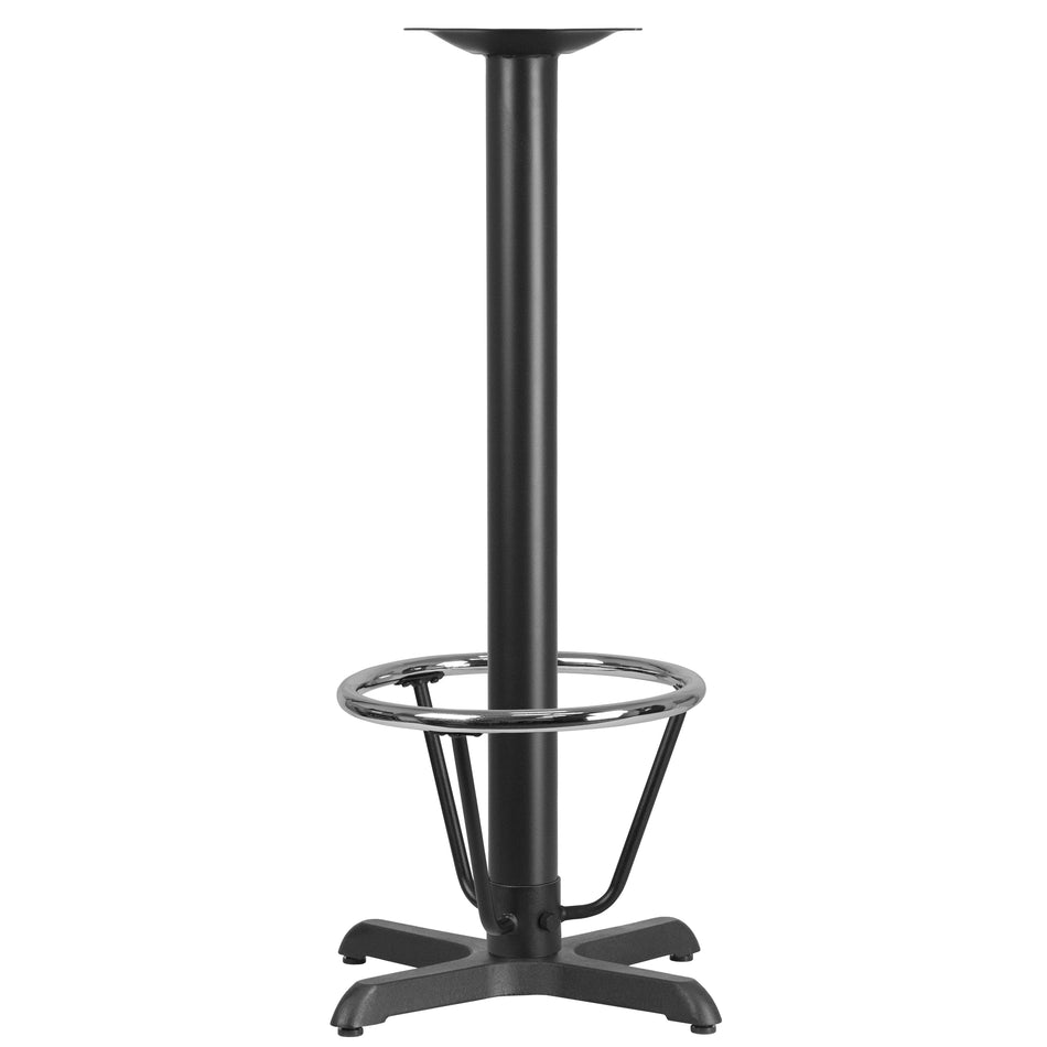 Beverly 22'' x 22'' Restaurant Table X-Base with 3'' Dia. Bar Height Column and Foot Ring