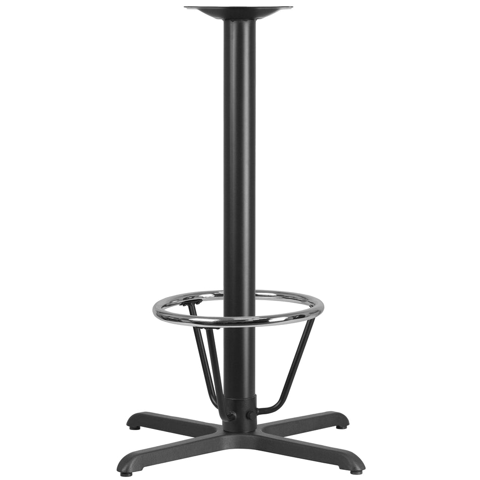 Beverly 30'' x 30'' Restaurant Table X-Base with 3'' Dia. Bar Height Column and Foot Ring