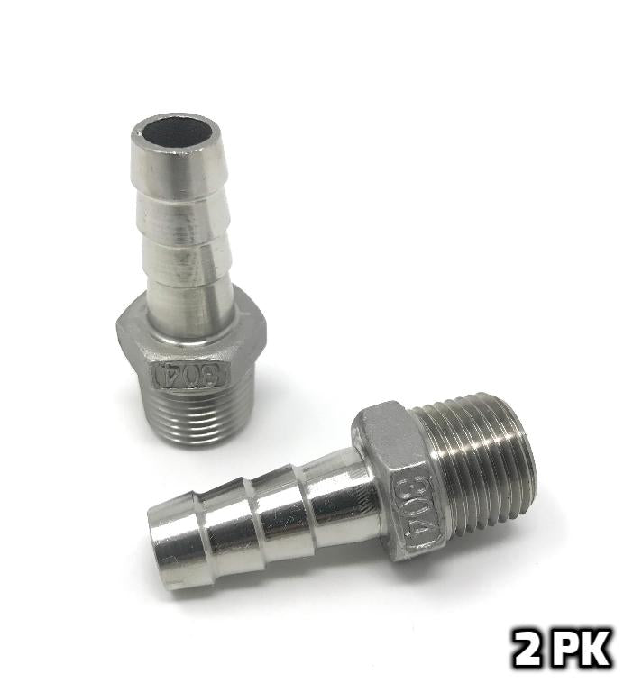 Concord 1/2" Barb Hose to 1/2" NPT Threads (304 S/S) - 2 PK (SKU: 877769006556)