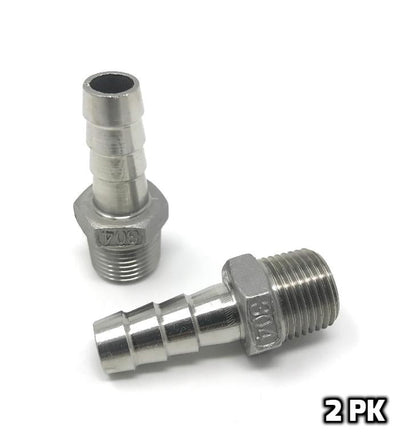 Concord 1/2" Barb Hose to 1/2" NPT Threads (304 S/S) - 2 PK (SKU: 877769006556)
