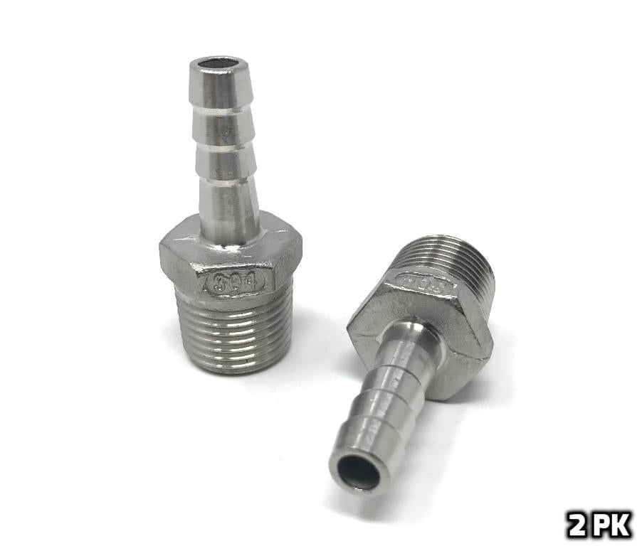 Concord 3/8" Barb Hose to 1/2" NPT Threads (304 S/S) - 2 PK