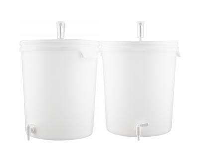 7.9 Gallon (30 L) Plastic Fermenter Bucket 2-Pack with Spigot, Grommeted Lid & Airlock, Polypropylene Homebrew Fermenter - FE357-2PACK