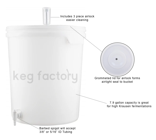 2 PACK 7.9 Gallon (30 L) Plastic Homebrew Fermenter & Bottling Bucket with Spigot, Grommeted Airtight Lid, 3 Piece Airlock for Beer, Mead, Wine, Kombucha Fermenting