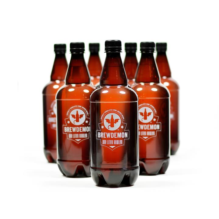 12 PACK 32 oz. Amber PET (Plastic) Homebrew Bottles with Screw on Caps