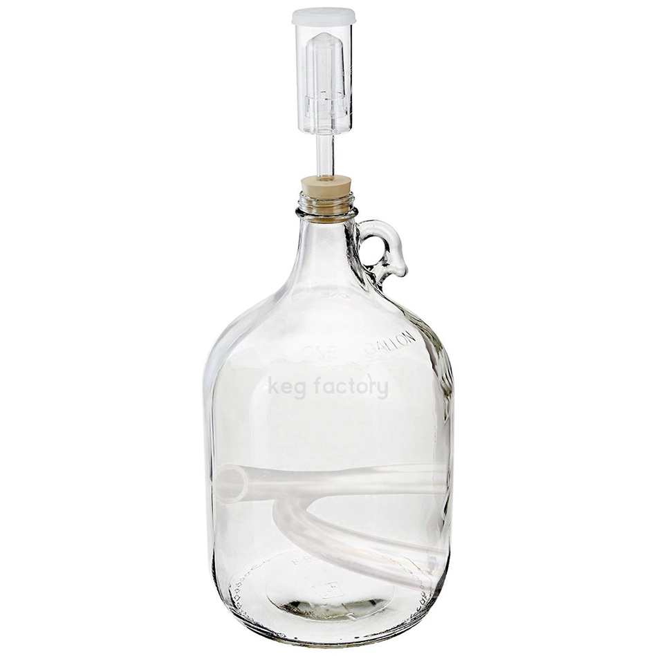 1 Gallon Homebrew Fermenter Starter Kit - Includes Glass Carboy Jug with Handle, Rubber Stopper, 3 Piece Airlock, Tubing