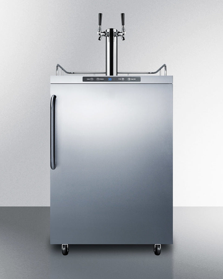 24 Inch Wide 5.6 Cu. Ft. Capacity Free Standing Outdoor Beer Kegerator with Dual Sankey American Taps (3584302252112)