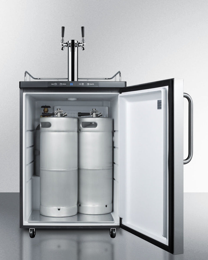 24 Inch Wide 5.6 Cu. Ft. Capacity Free Standing Beer Kegerator with Dual Sankey American Taps and Deep Chill Function (3584289898576)