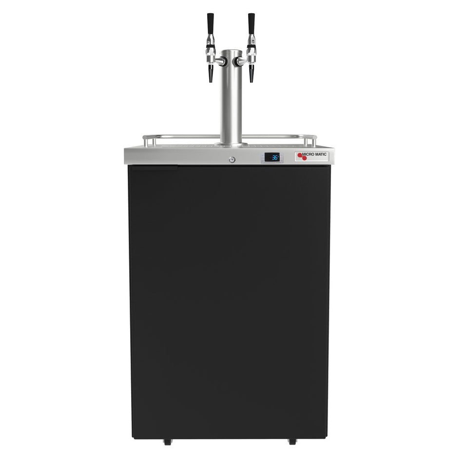 Micro Matic 25" Americano Kegerator for Nirtro Cold Brew - Black Vinyl - Includes Tower Kit with Faucets