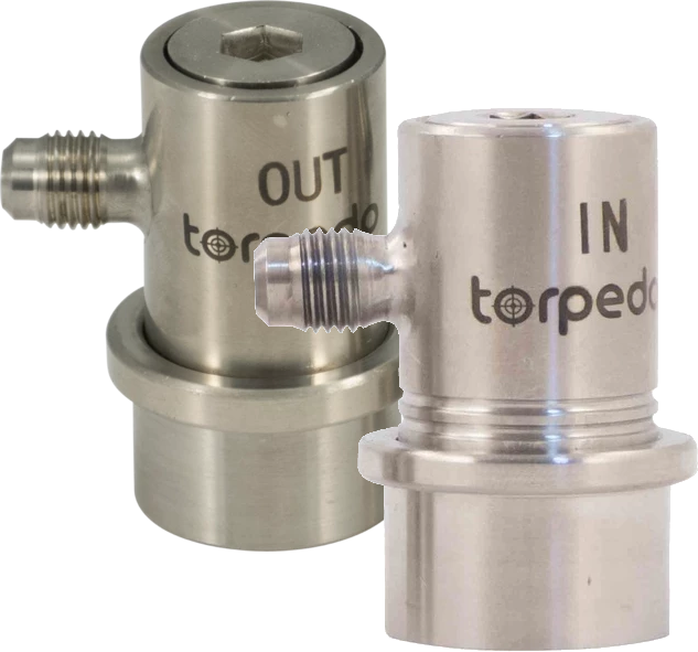 Torpedo Stainless Steel Ball Lock Corny Keg Quick Disconnect Set (Both Beverage Out & Gas in) with 1/4" MFL Fittings (Flare)